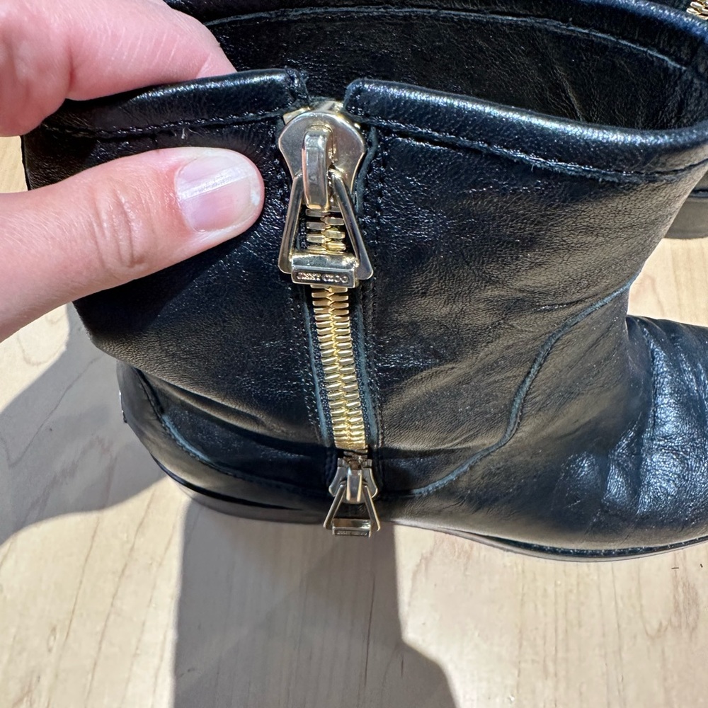 Jimmy Choo Moto Boots, Black Leather, Women's EU 39 - Picture 10 of 12